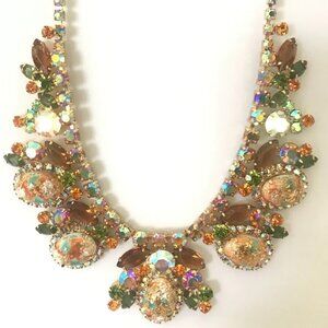 BOOK PIECE! Gorgeous Easter Egg Stones Vintage Juliana Delizza & Elster Necklace